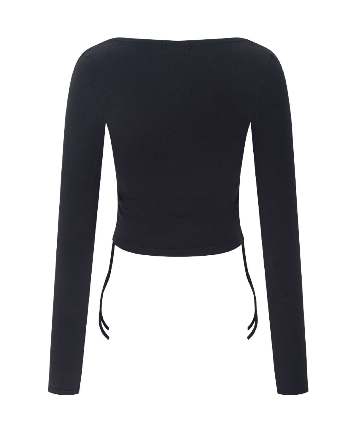 플리즈노팔로우(PLEASENOFOLLOW) Mov Shirring Long Sleeve Top (Black)