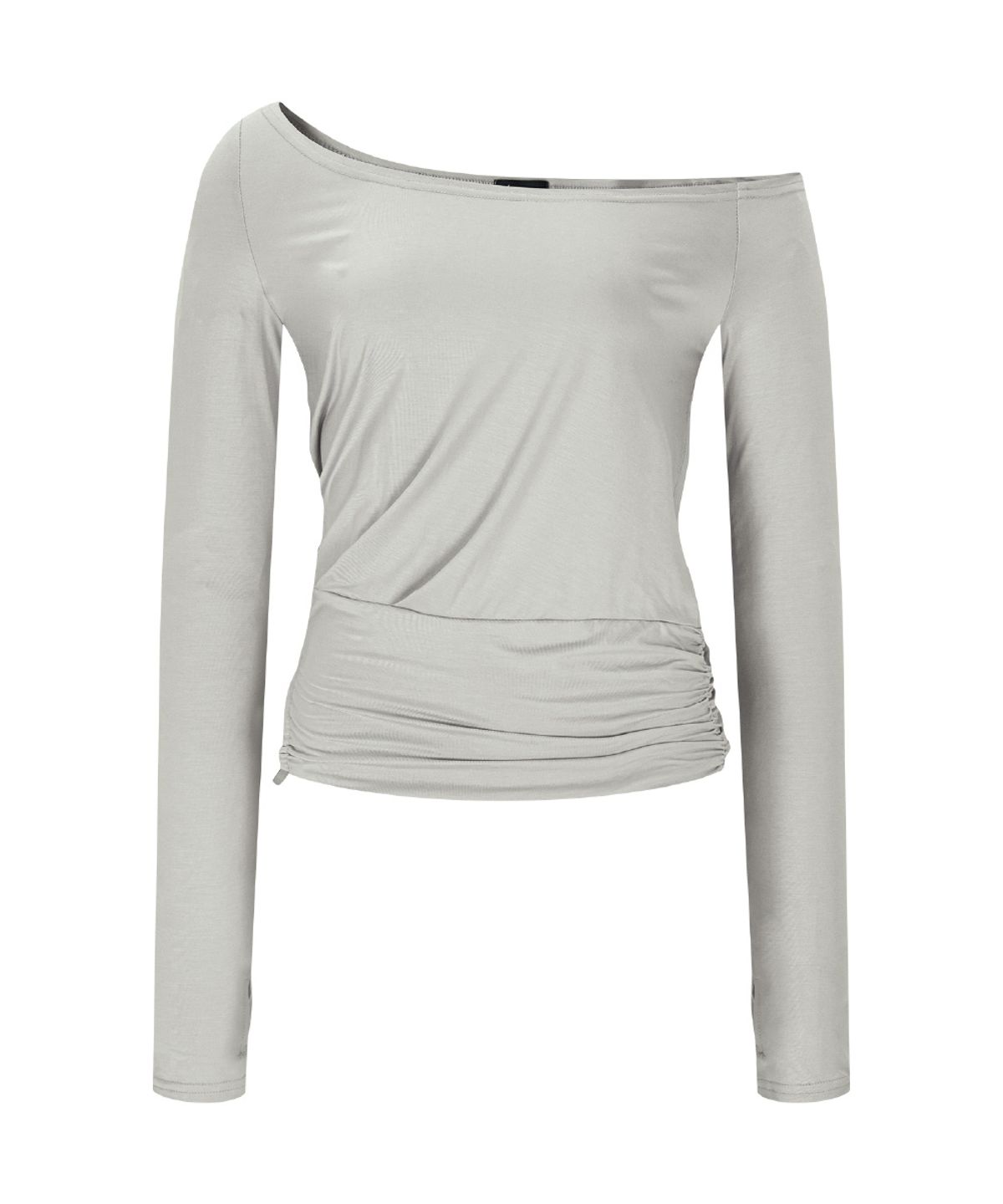 플리즈노팔로우(PLEASENOFOLLOW) Marcia Unbal Drape Long Sleeve Top (Silver Grey)
