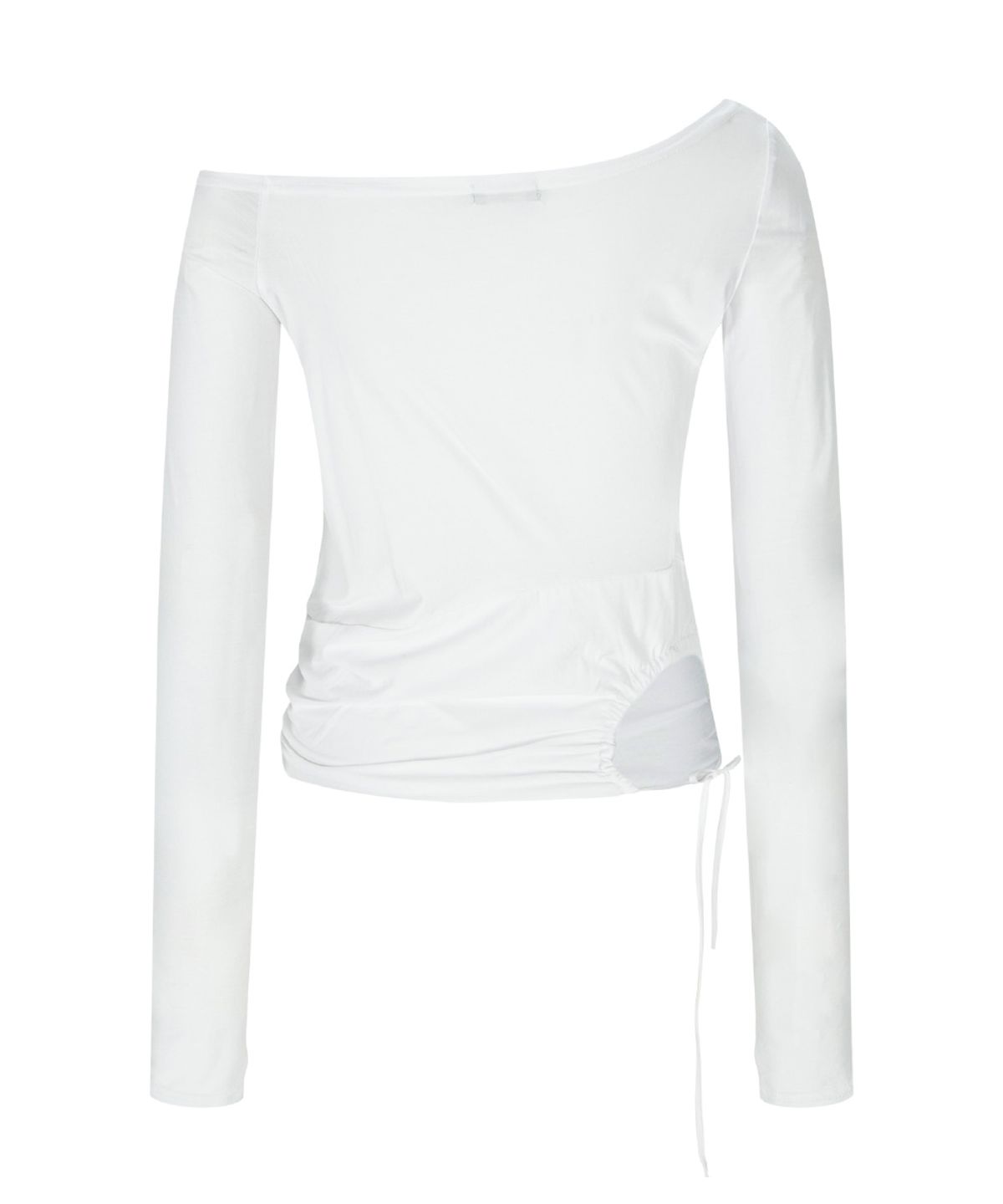 플리즈노팔로우(PLEASENOFOLLOW) Marcia Unbal Drape Long Sleeve Top (White)