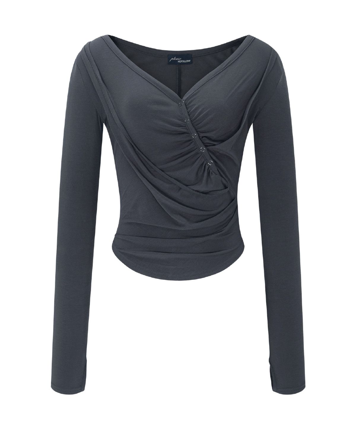 플리즈노팔로우(PLEASENOFOLLOW) Deba Long Sleeve Top (Charcoal)