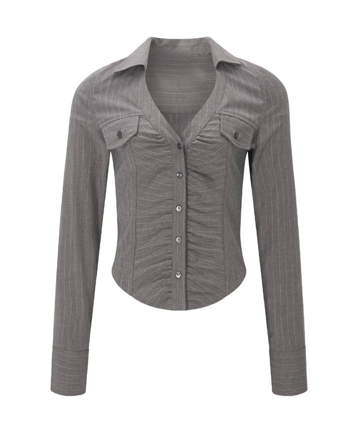 플리즈노팔로우(PLEASENOFOLLOW) Kayla Shirring Shirt Top (Mocha)