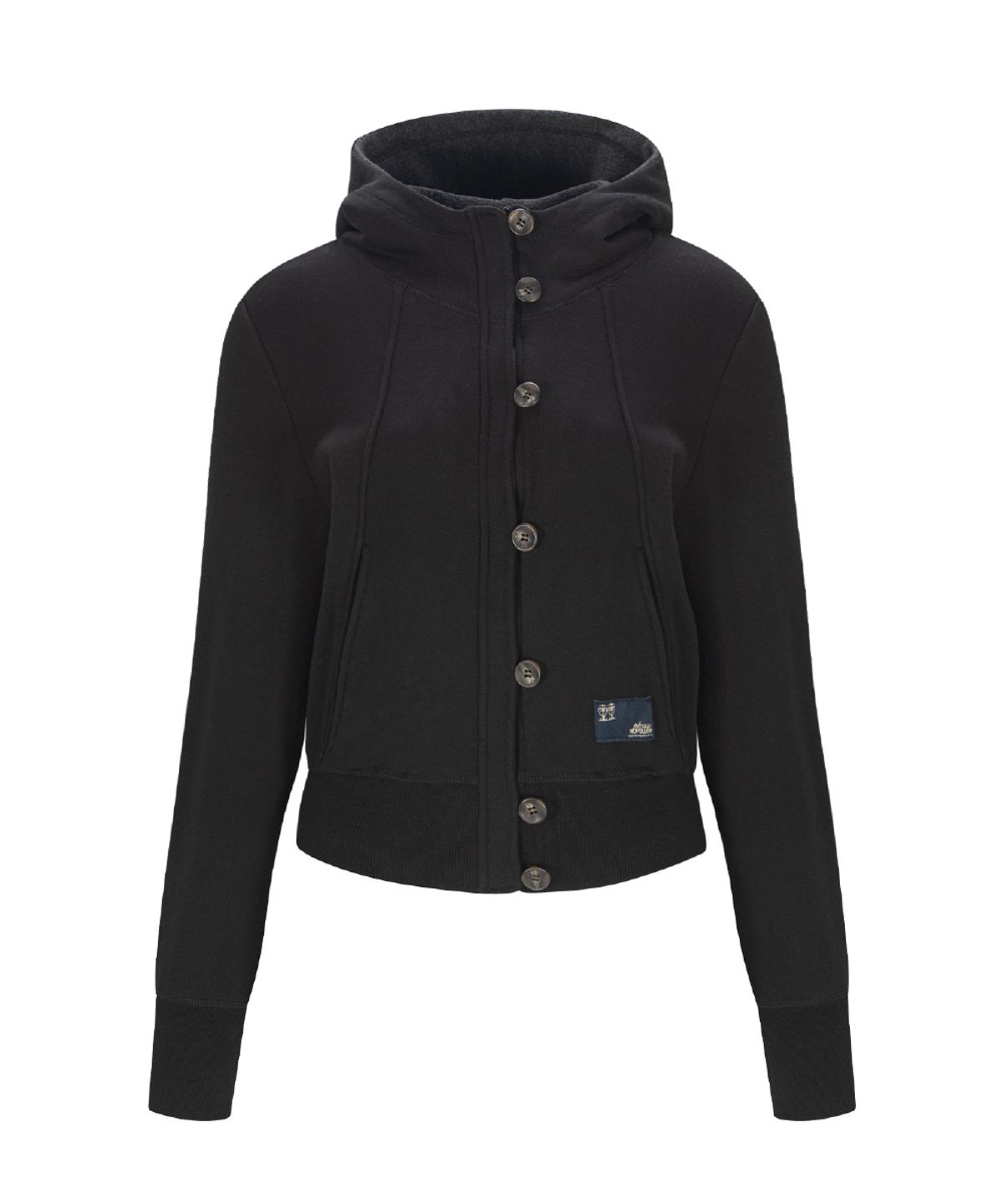 플리즈노팔로우(PLEASENOFOLLOW) Bene Basic Button Hoodie (Black)