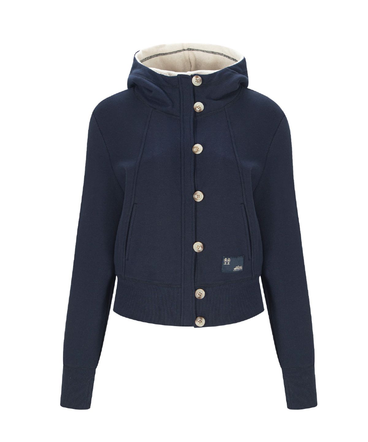 플리즈노팔로우(PLEASENOFOLLOW) Bene Basic Button Hoodie (Navy)