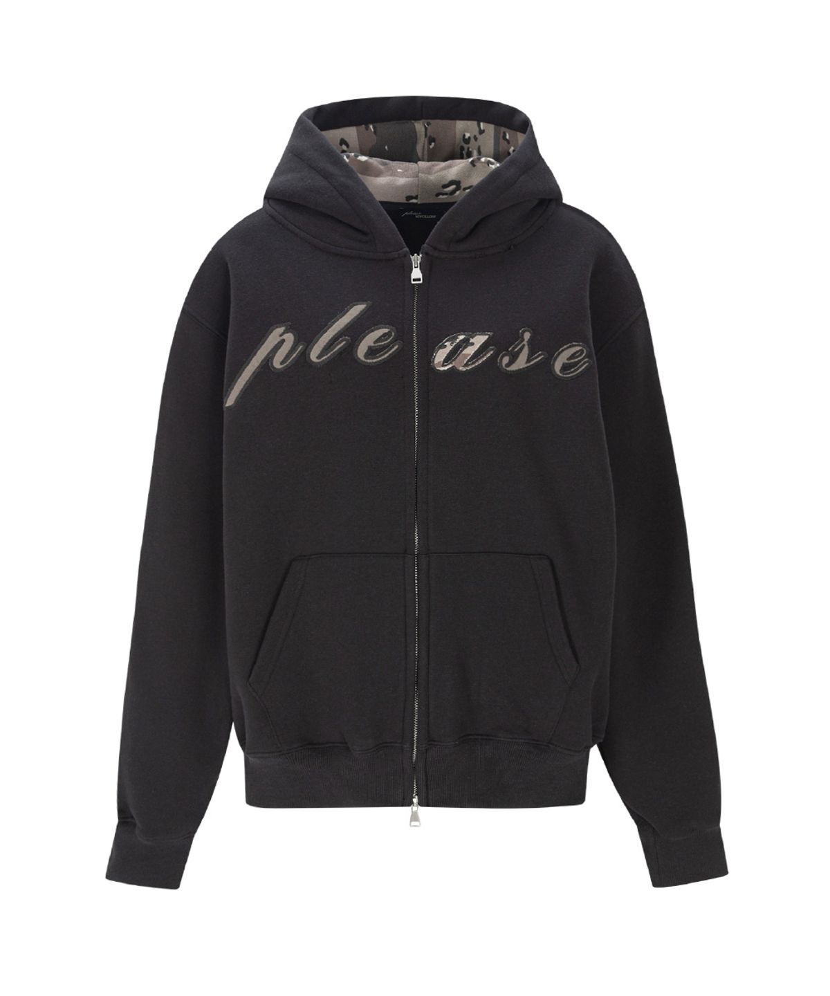 플리즈노팔로우(PLEASENOFOLLOW) Bono patch Sweat Hoodie Zip Up (Cool Charcoal)
