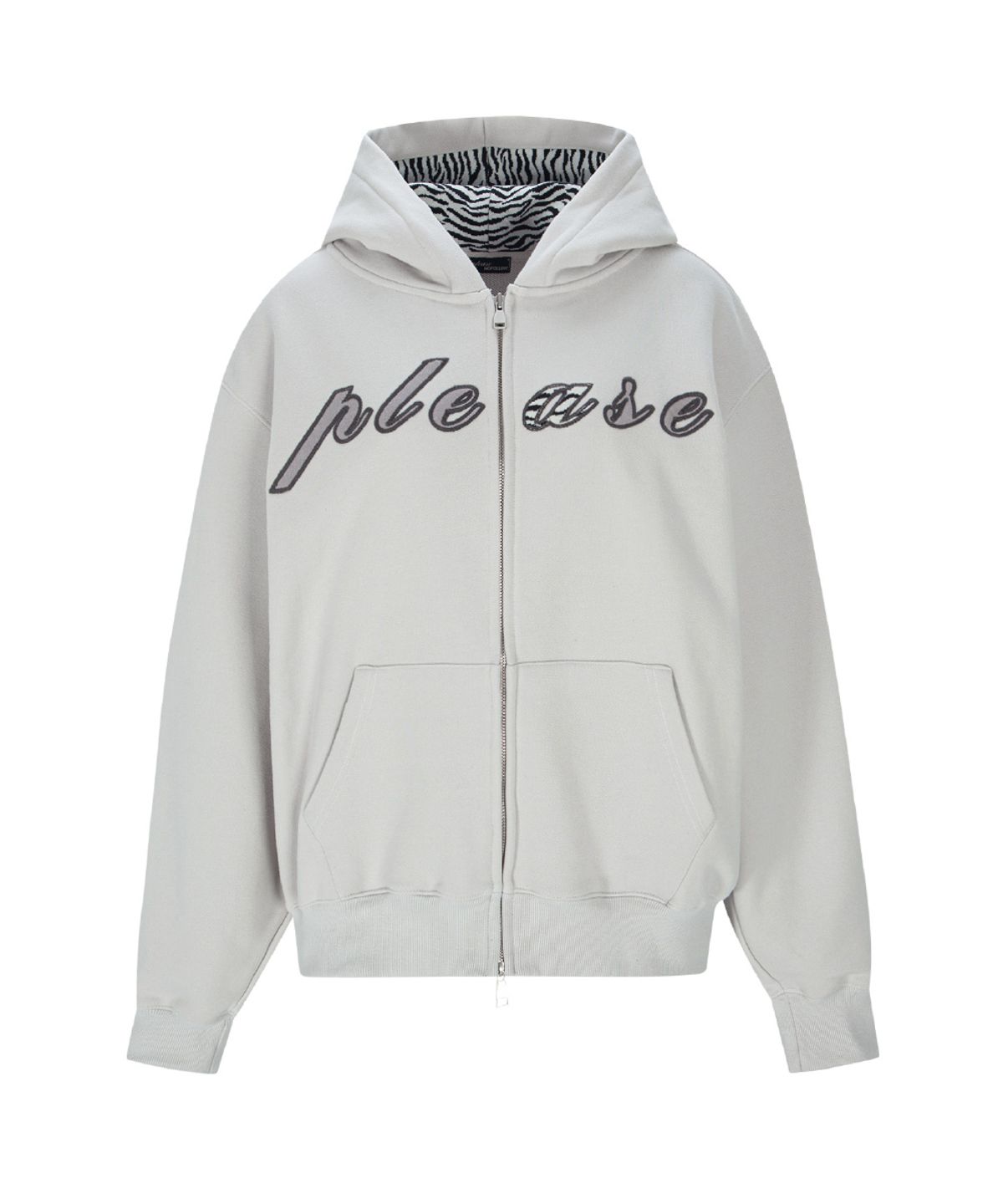 플리즈노팔로우(PLEASENOFOLLOW) Bono patch Sweat Hoodie Zip Up (Sand Grey)
