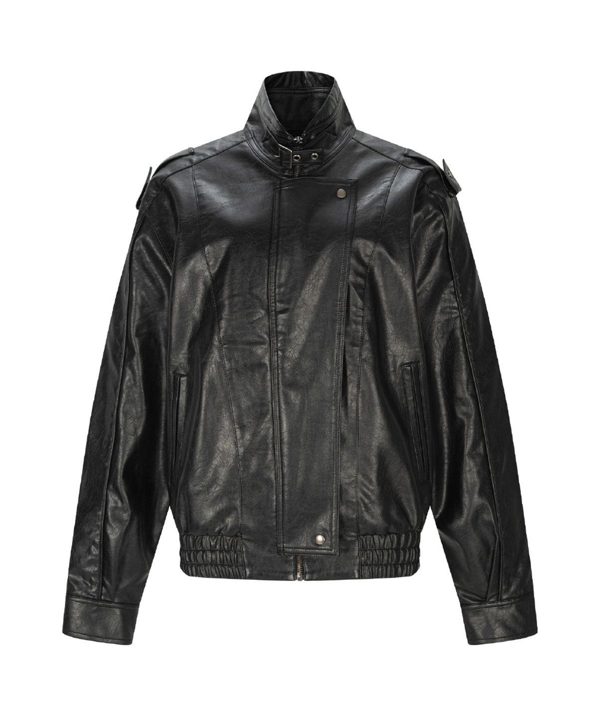 플리즈노팔로우(PLEASENOFOLLOW) Gia Leather Bomber jacket (Black)