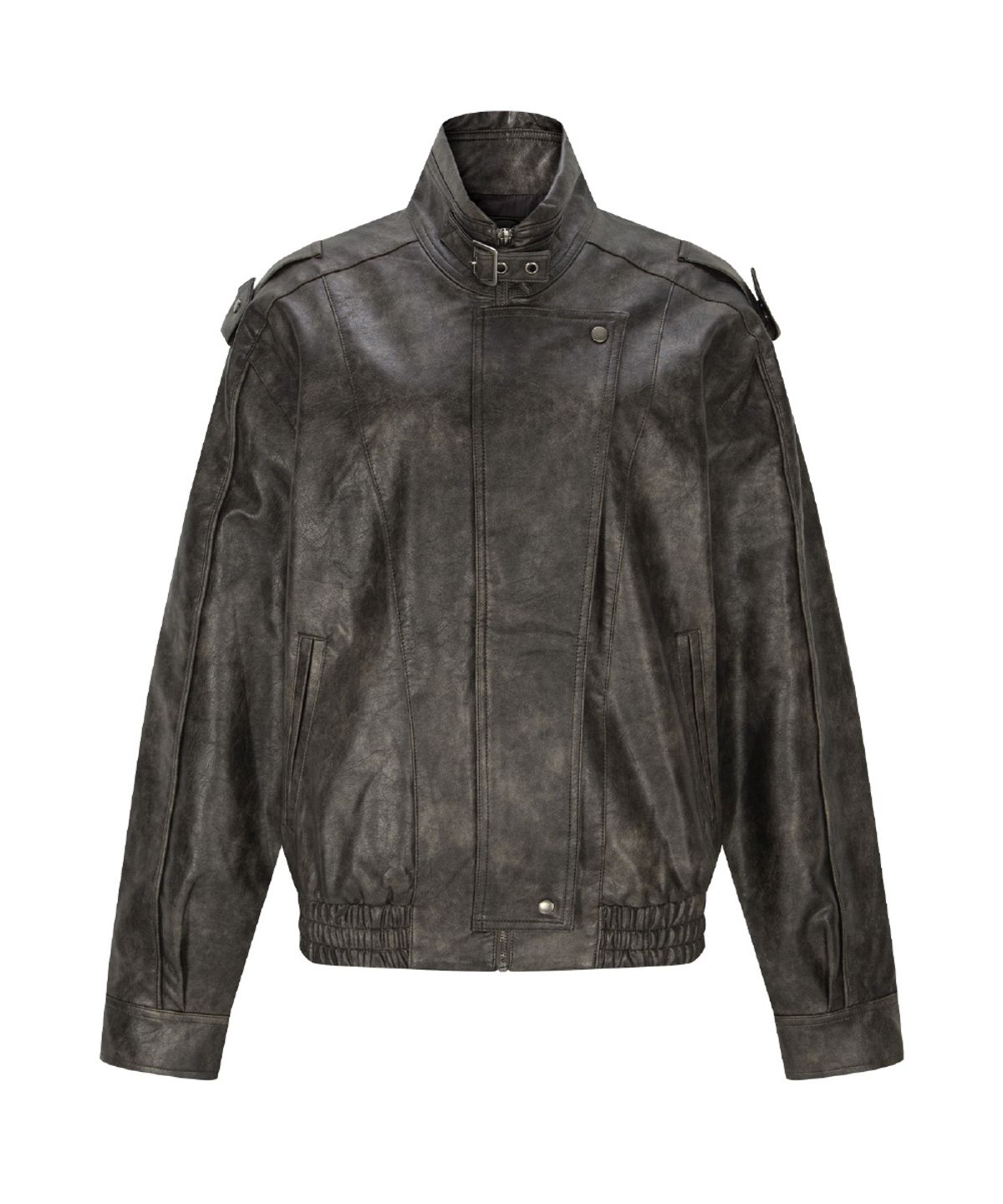 플리즈노팔로우(PLEASENOFOLLOW) Gia Leather Bomber jacket (Washed Brown)