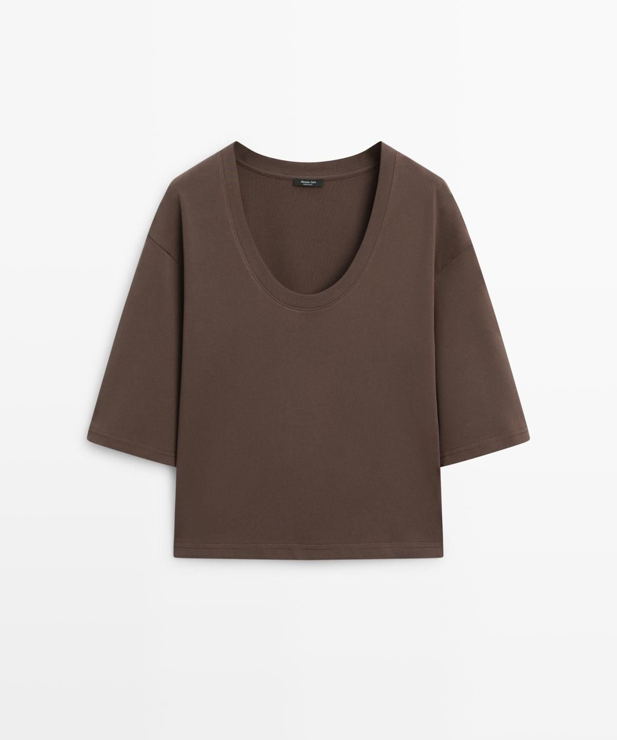 마시모두띠(MASSIMO DUTTI) 100% 코튼 라운드넥 티셔츠