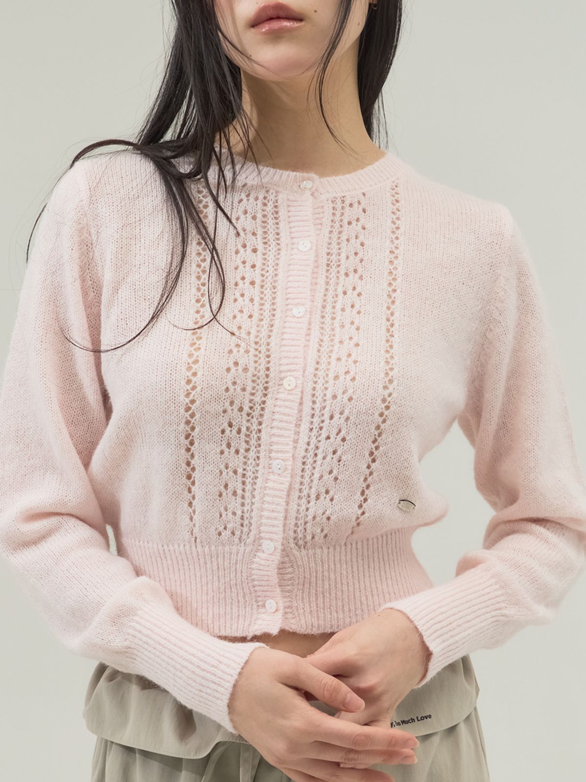 쏘리, 투 머치 러브(SORRY, TOO MUCH LOVE) Powder  Knit Crop Mohair Cardigan_Pink