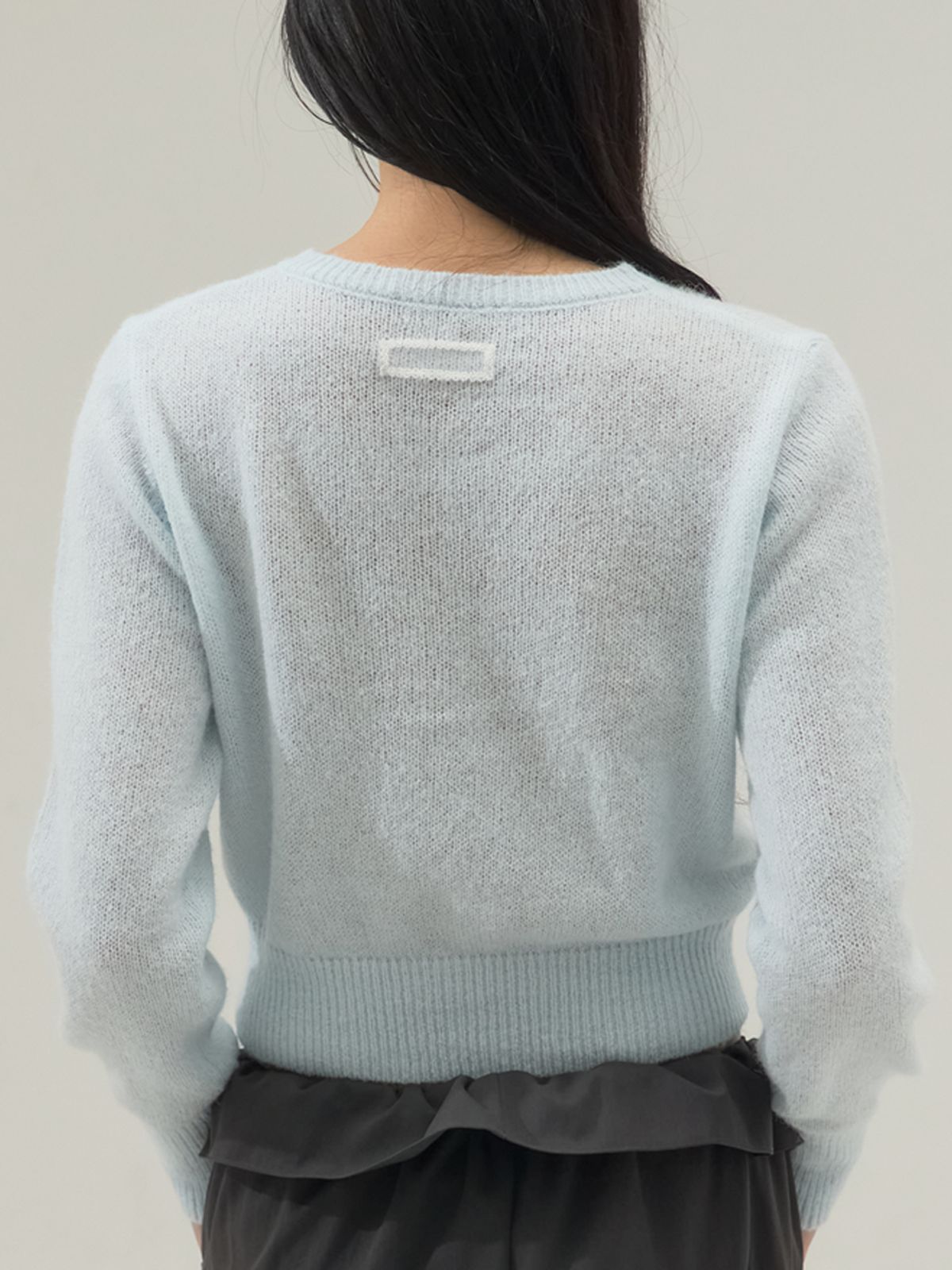 쏘리, 투 머치 러브(SORRY, TOO MUCH LOVE) Powder  Knit Crop Mohair Cardigan_Sky Blue