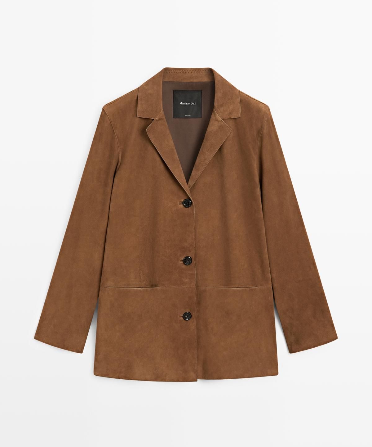 마시모두띠(MASSIMO DUTTI) 스웨이드 레더 라펠 블레이저