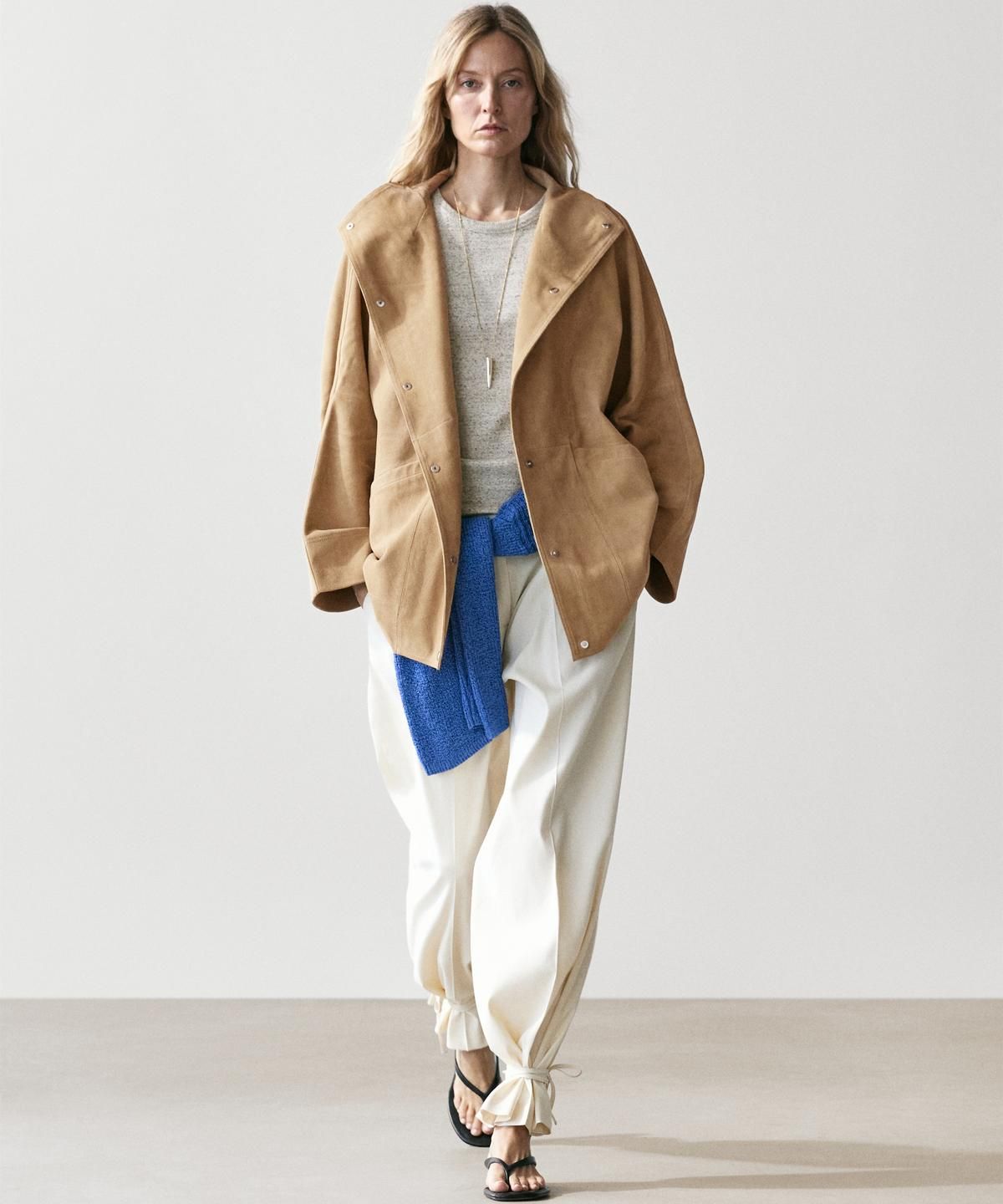 마시모두띠(MASSIMO DUTTI) 오버사이즈 스웨이드 레더 재킷