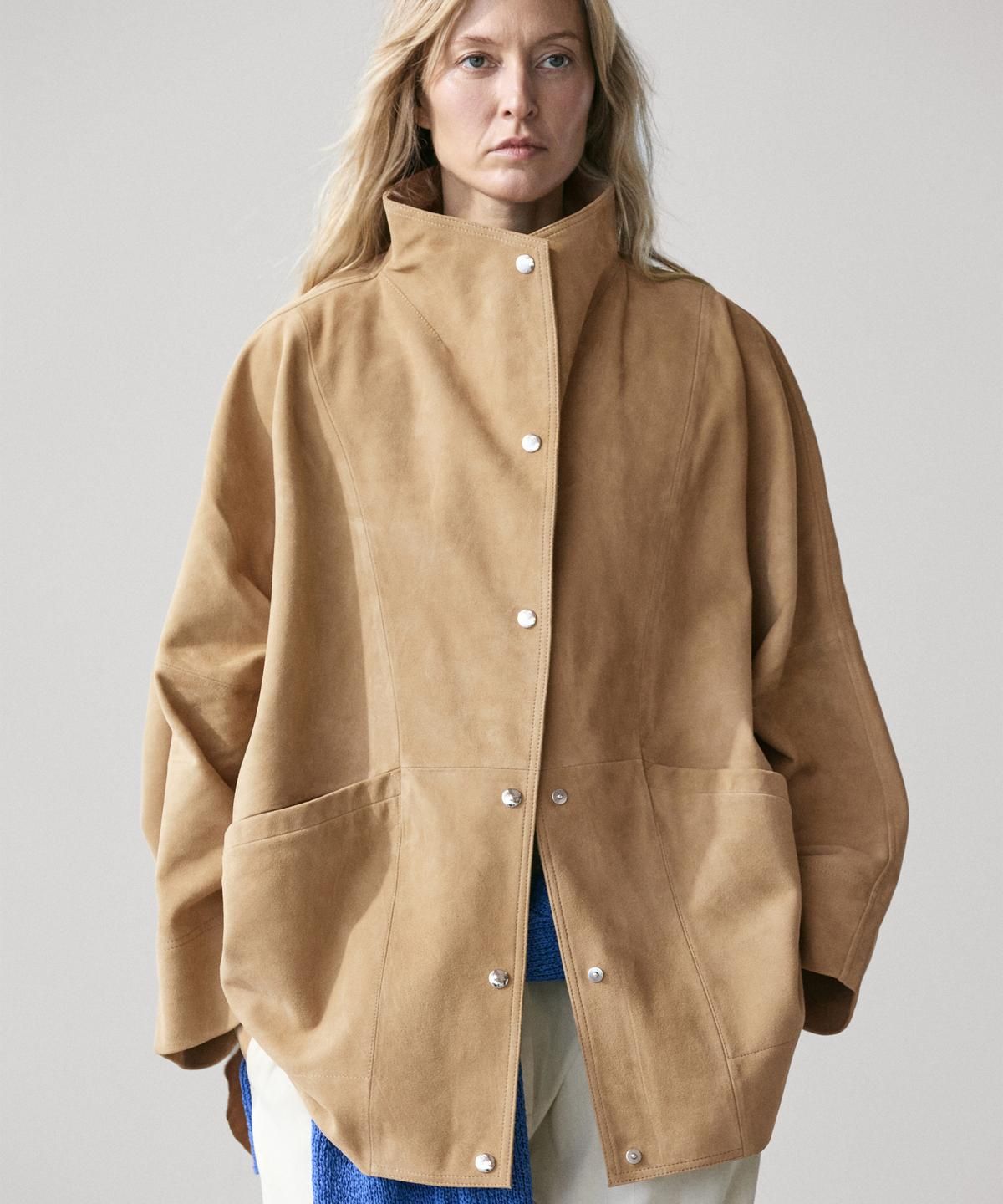 마시모두띠(MASSIMO DUTTI) 오버사이즈 스웨이드 레더 재킷