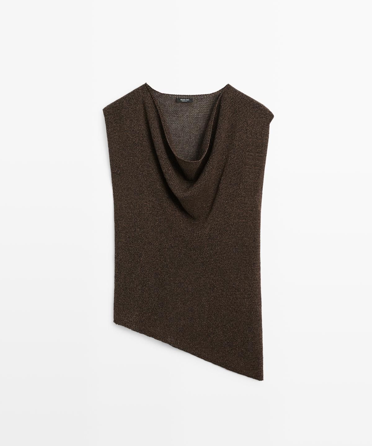 마시모두띠(MASSIMO DUTTI) 드레이프 네크라인 비대칭 탑