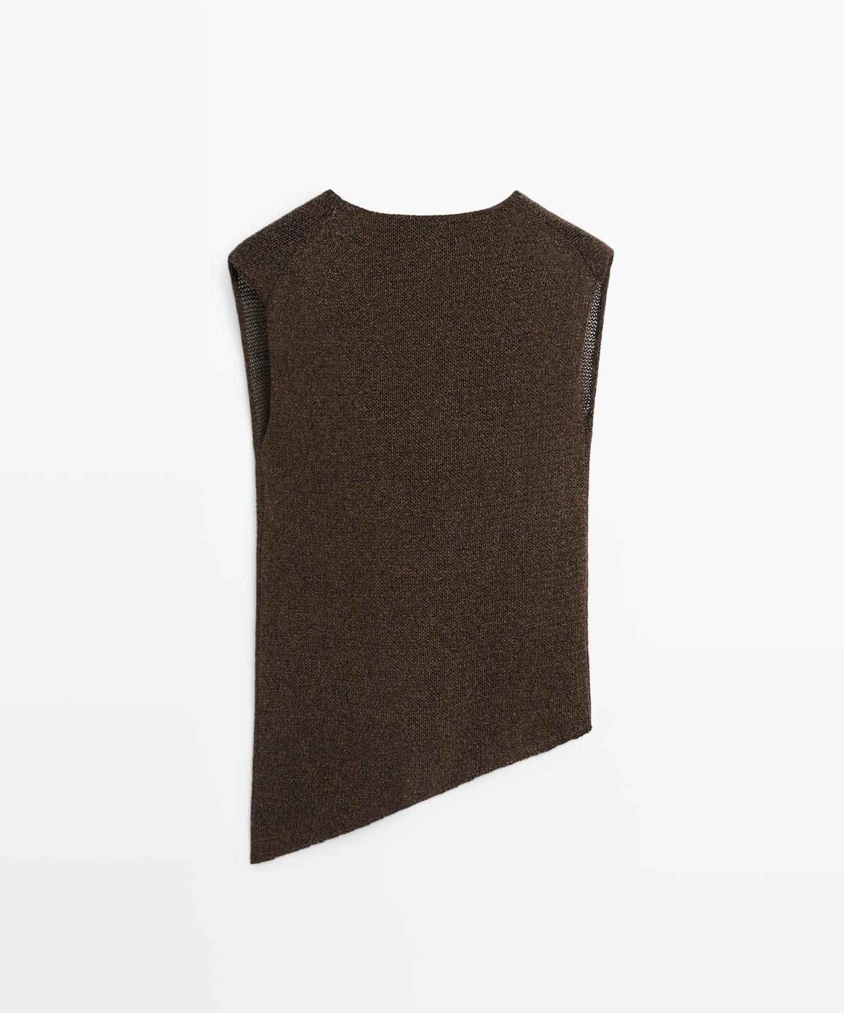 마시모두띠(MASSIMO DUTTI) 드레이프 네크라인 비대칭 탑