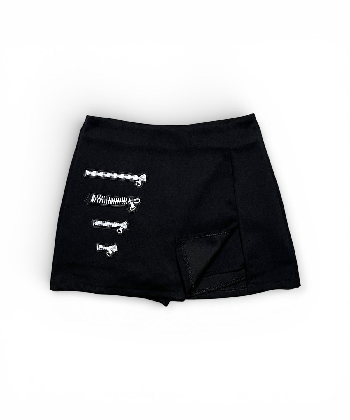 본슬리피(BORN SLIPPY) Multi Zip Slit Mini Skort (Black)