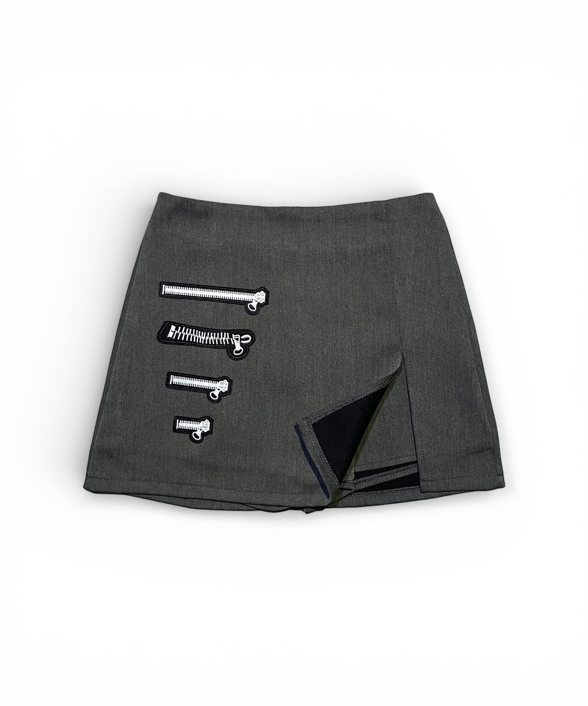 본슬리피(BORN SLIPPY) Multi Zip Slit Mini Skort (Charcoal)