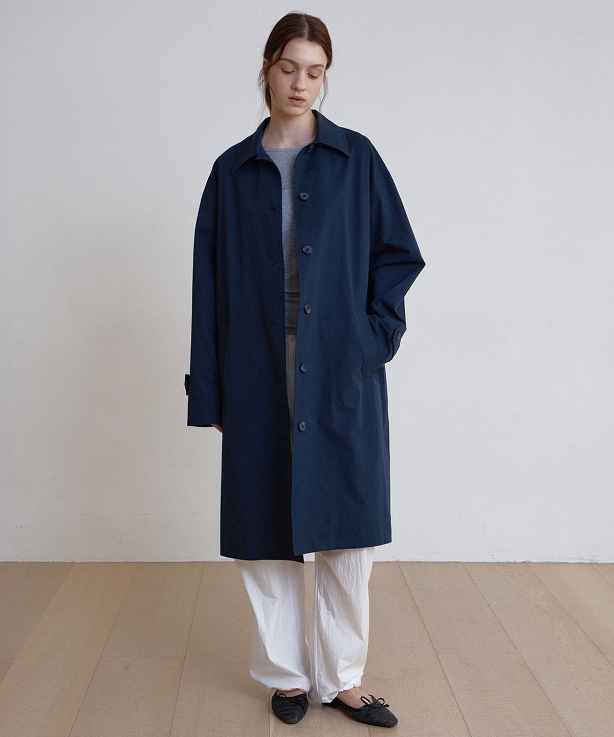 벗튼(BUT'TON) Tie Trench Coat (Navy)