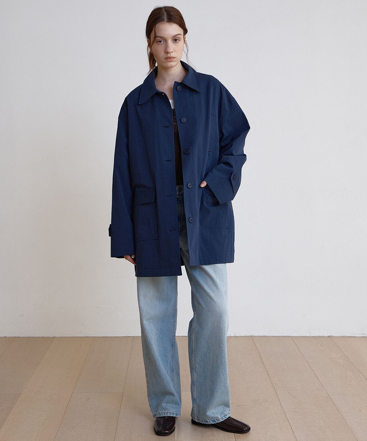 벗튼(BUT'TON) Half Trench Coat (Navy)