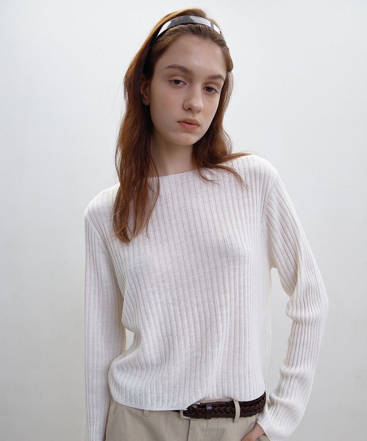 벗튼(BUT'TON) Boat Neck Golgi Knit (Ivory)
