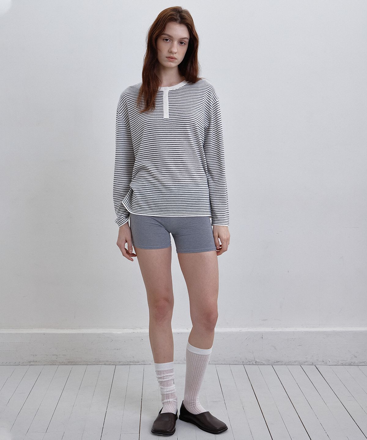 벗튼(BUT'TON) Stripe Button Knit (Ivory)