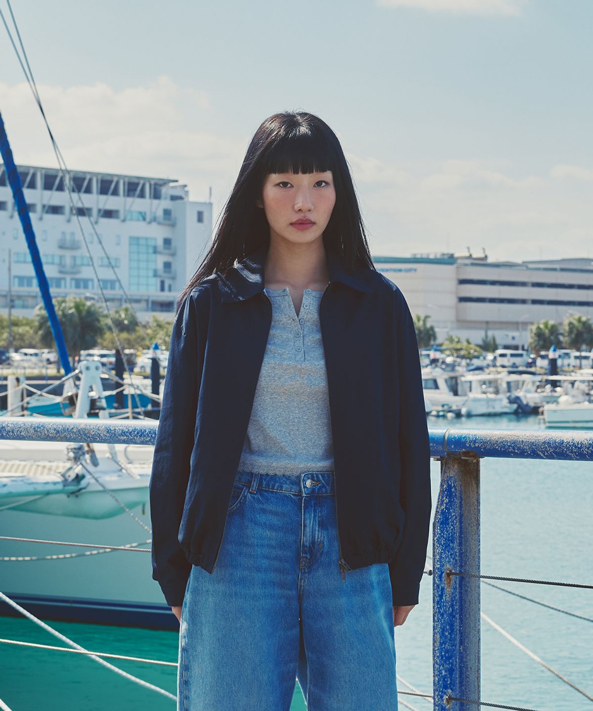 애프터아워즈(AFTERHOURS) WASHED COTTON BLOUSON (NAVY)