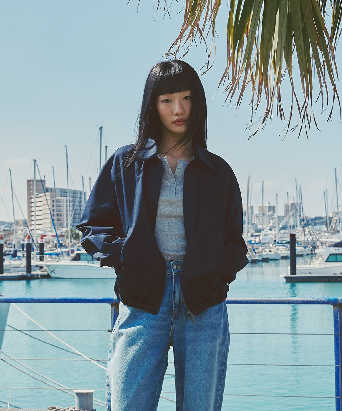 애프터아워즈(AFTERHOURS) WASHED COTTON BLOUSON (NAVY)