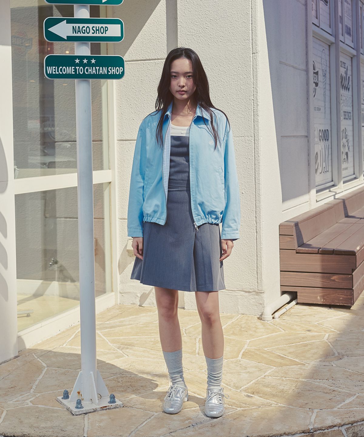 애프터아워즈(AFTERHOURS) WASHED COTTON BLOUSON (SKY BLUE)