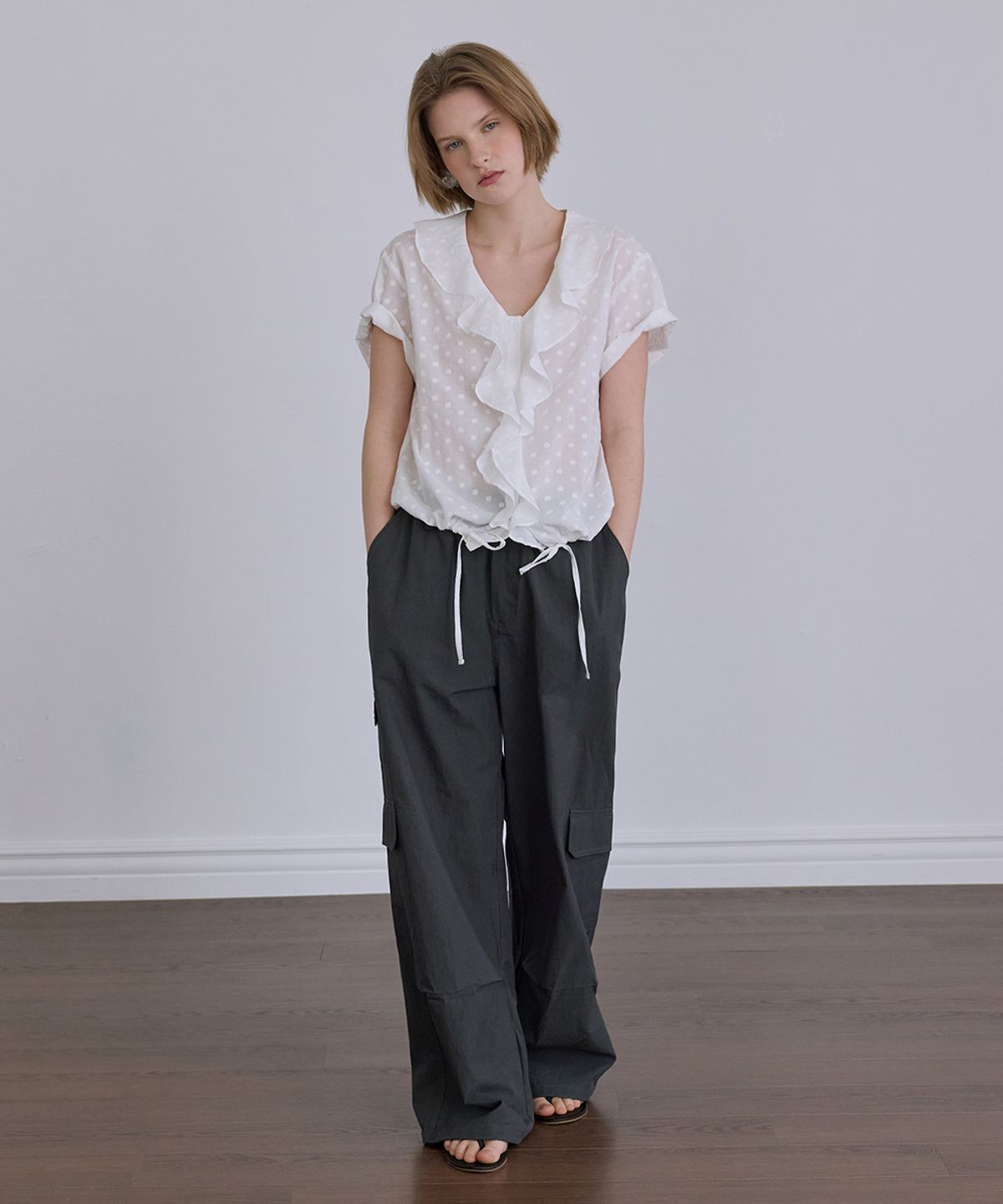 애프터아워즈(AFTERHOURS) WASHED COTTON CARGO PANTS (CHARCOAL)