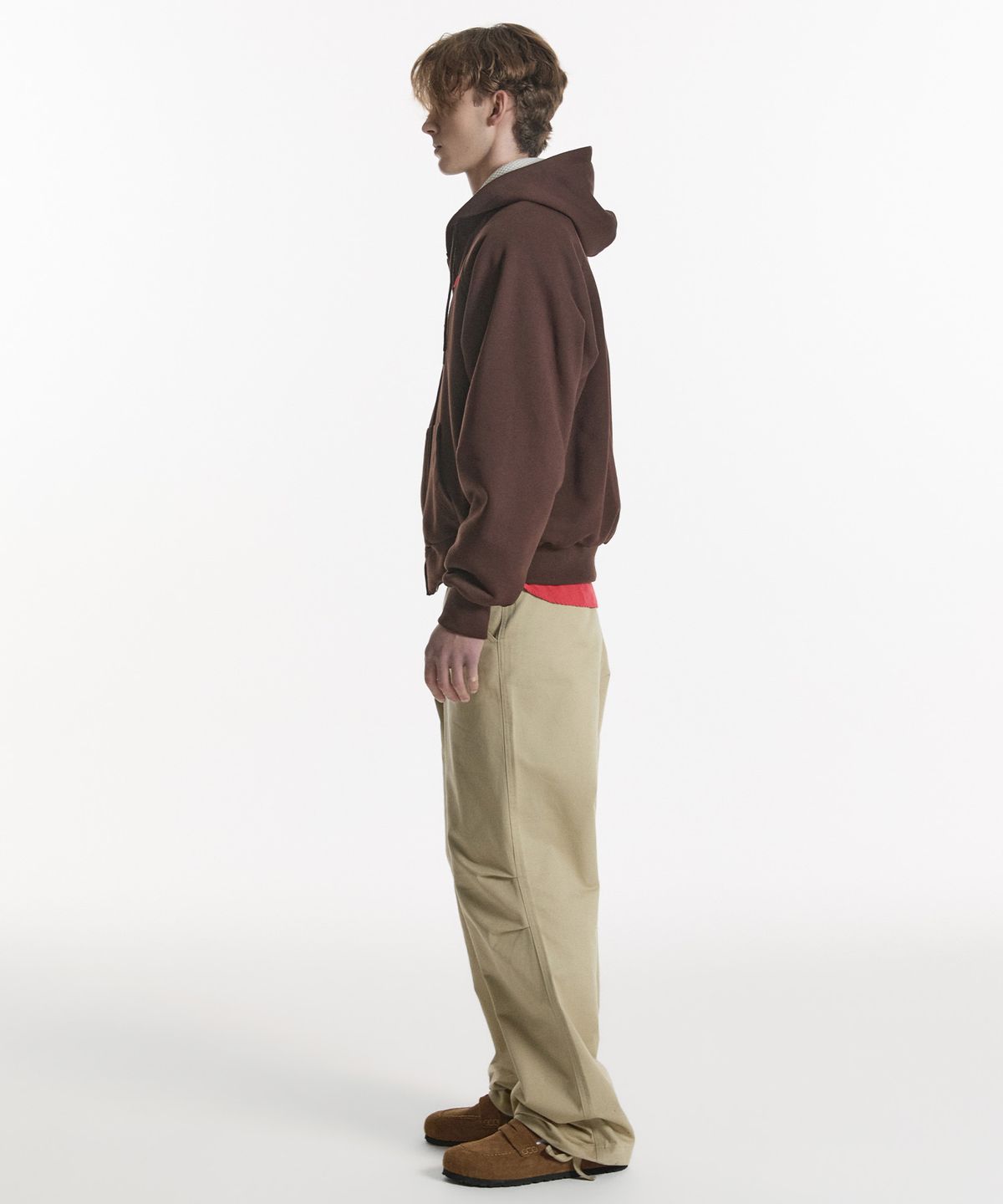 노앙(NOHANT) WAFFLE LINED HOODED ZIP-UP JUMPER BROWN