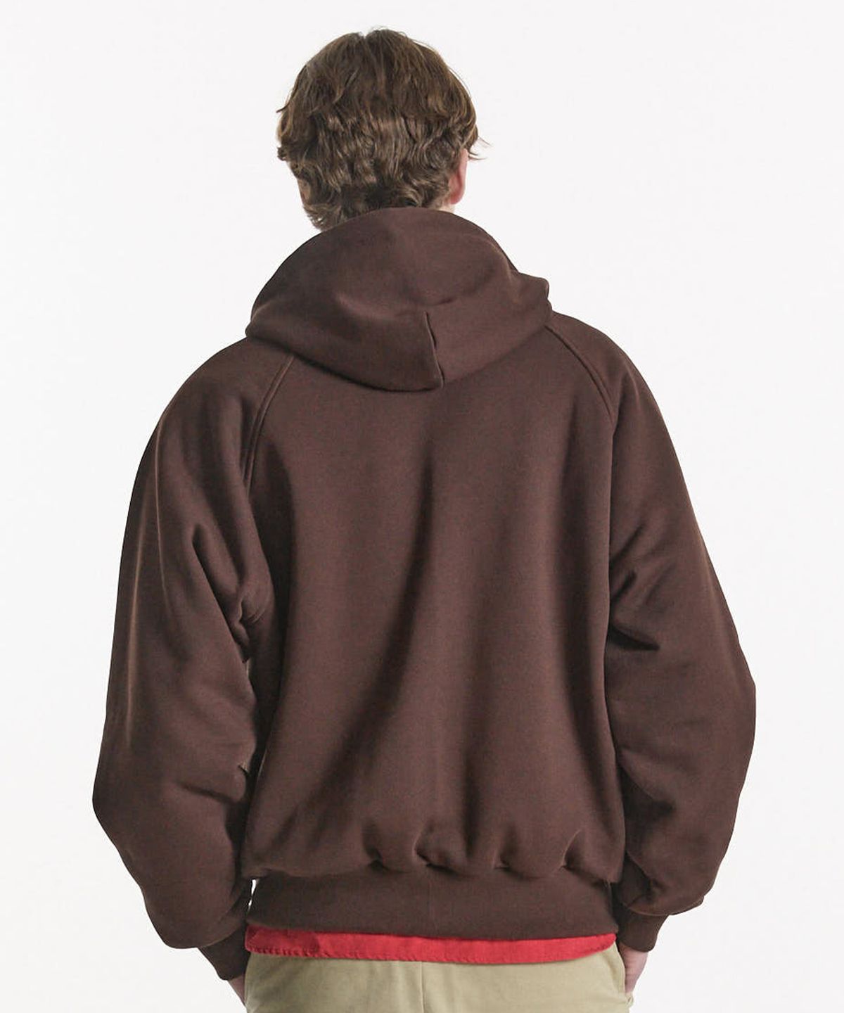 노앙(NOHANT) WAFFLE LINED HOODED ZIP-UP JUMPER BROWN