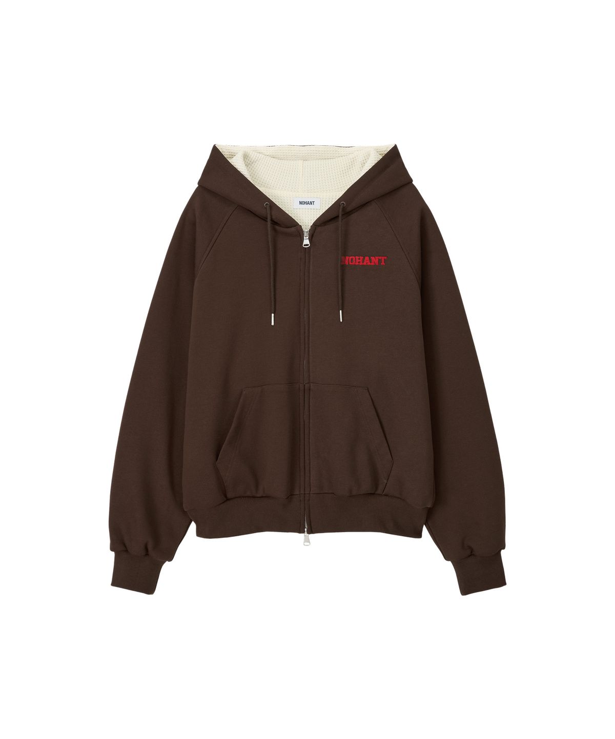 노앙(NOHANT) WAFFLE LINED HOODED ZIP-UP JUMPER BROWN