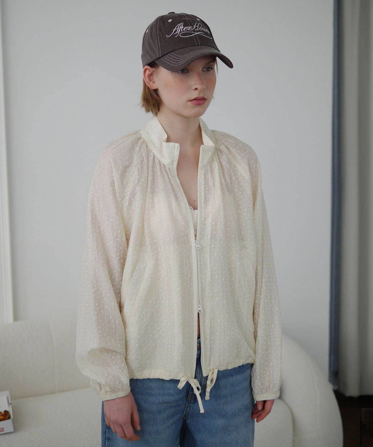 애프터아워즈(AFTERHOURS) SHEER FLORAL SUMMER JACKET (BUTTER)