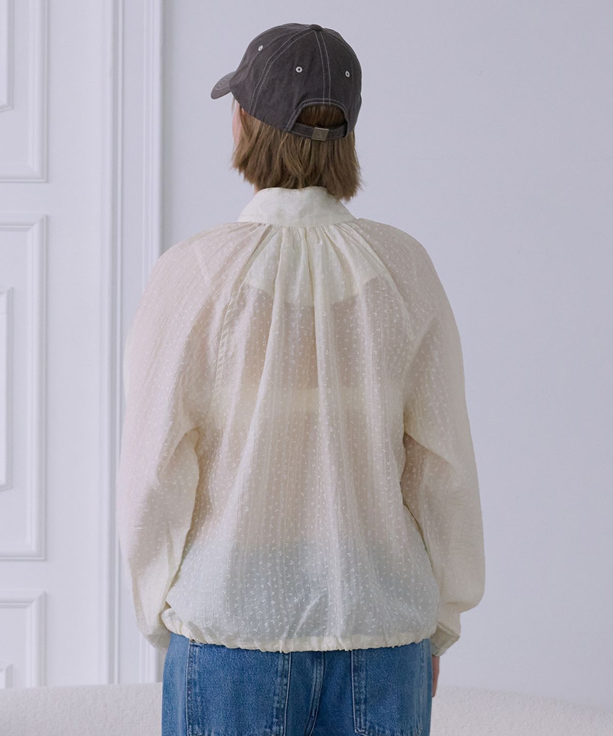 애프터아워즈(AFTERHOURS) SHEER FLORAL SUMMER JACKET (BUTTER)