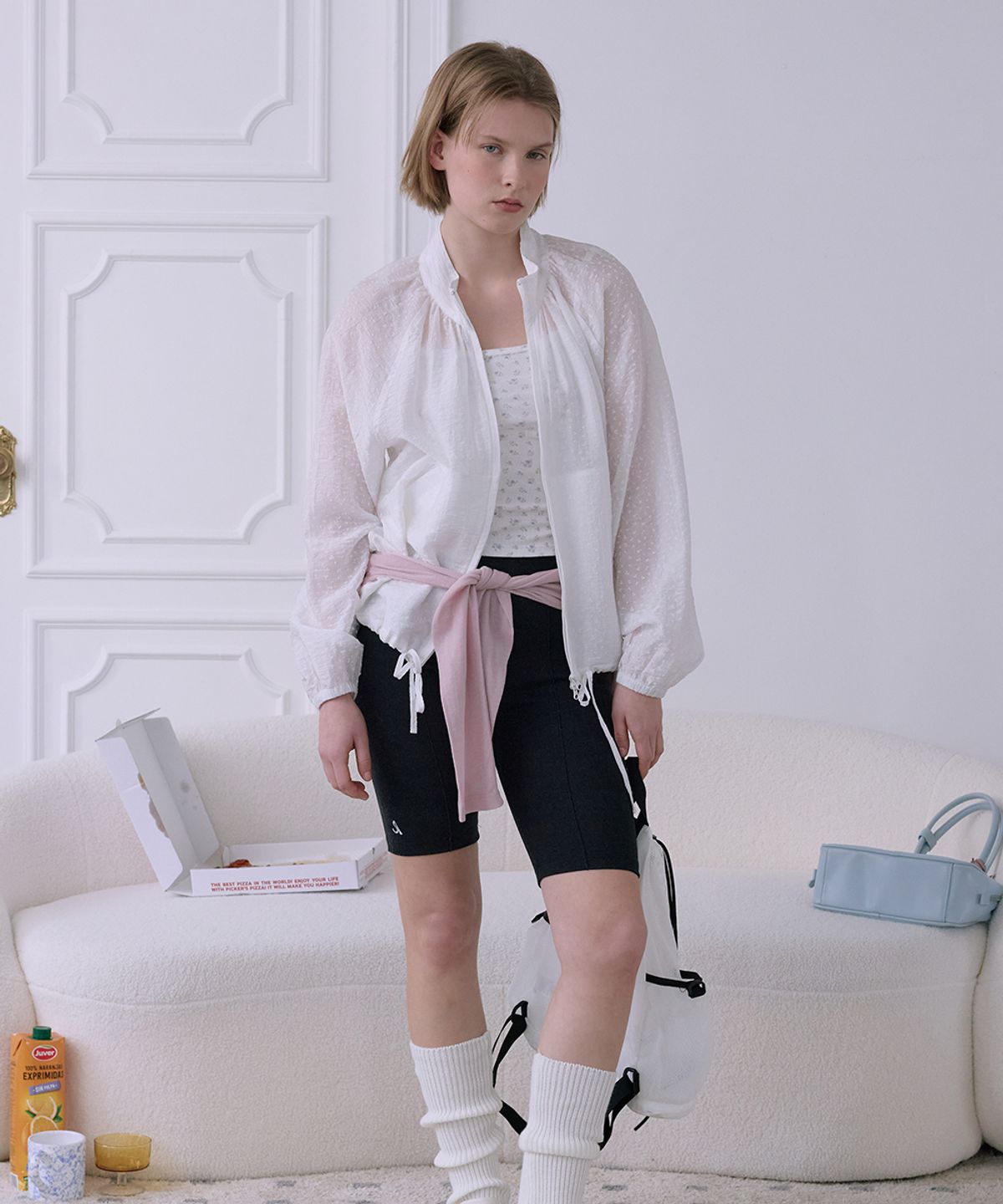 애프터아워즈(AFTERHOURS) SHEER FLORAL SUMMER JACKET (WHITE)
