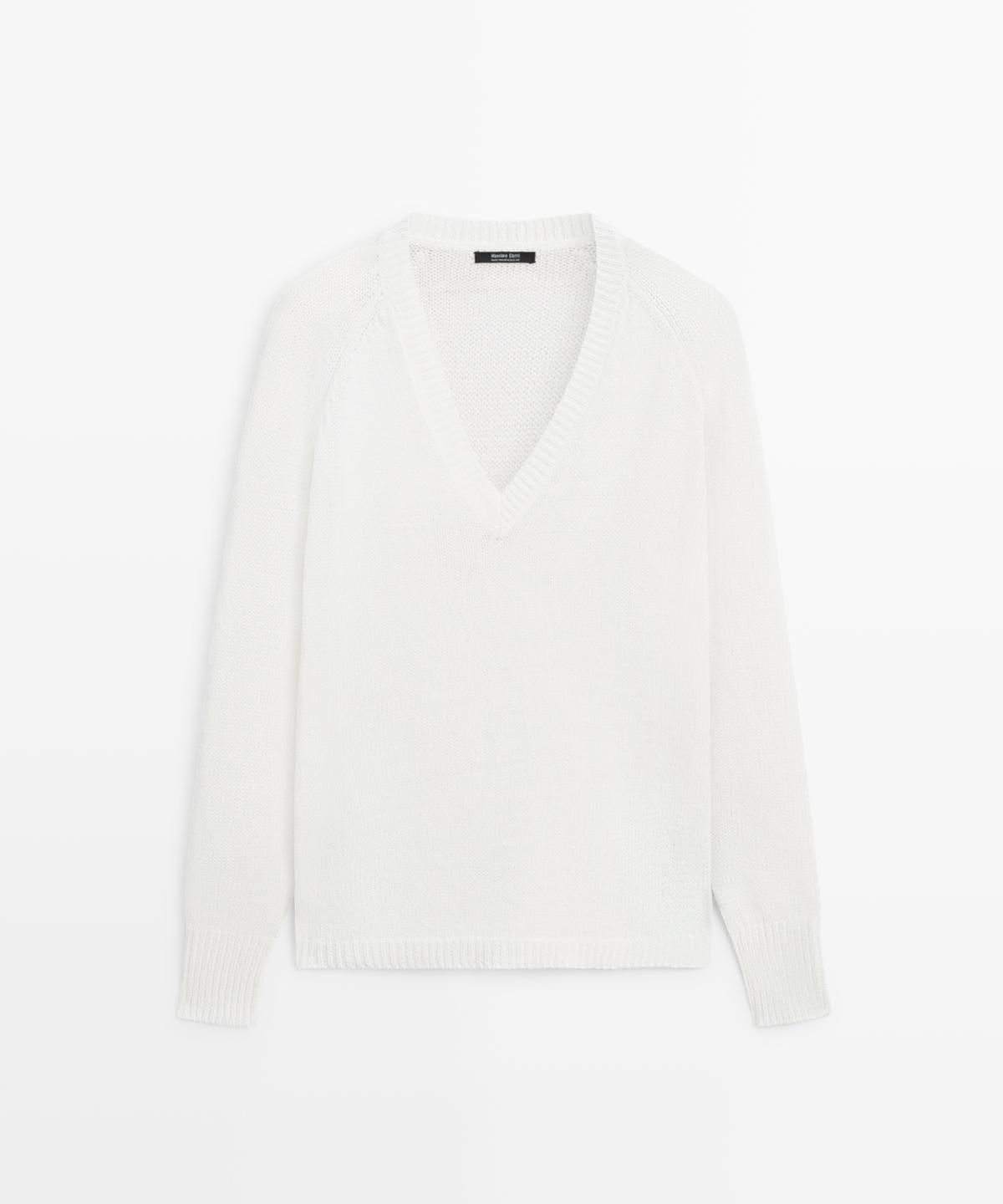 마시모두띠(MASSIMO DUTTI) 코튼 블렌드 브이넥 니트 스웨터