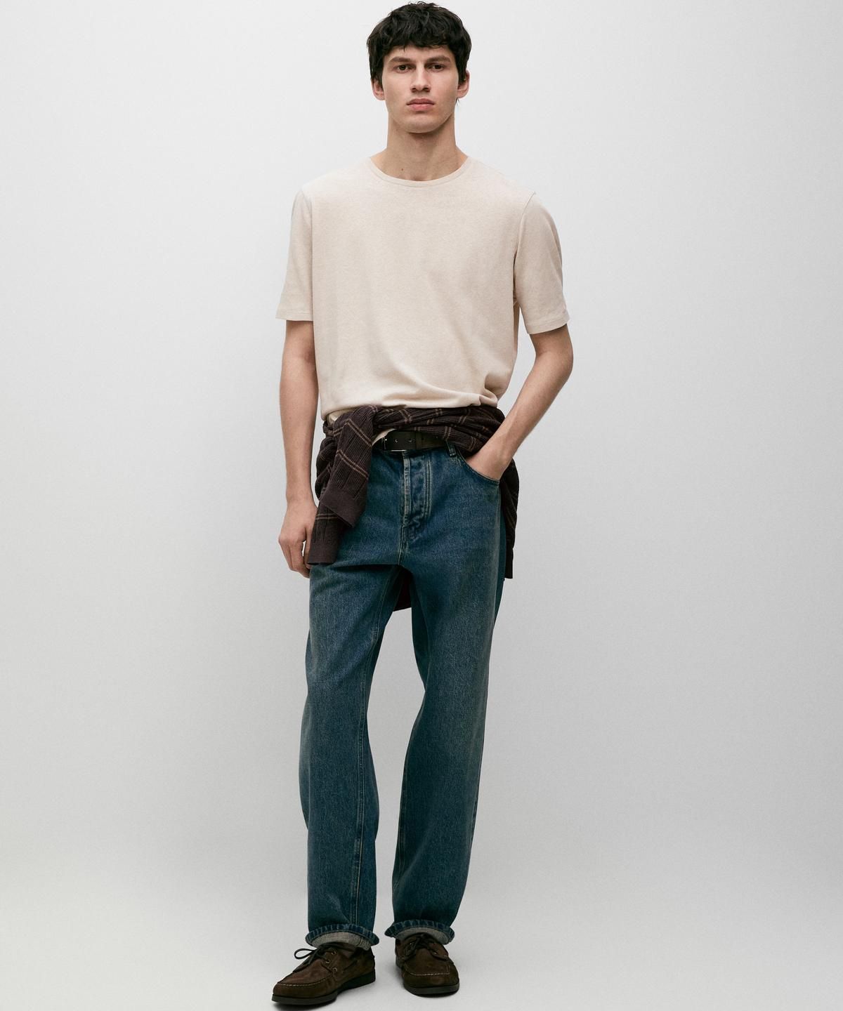 마시모두띠(MASSIMO DUTTI) 린넨 블렌드 반팔 티셔츠