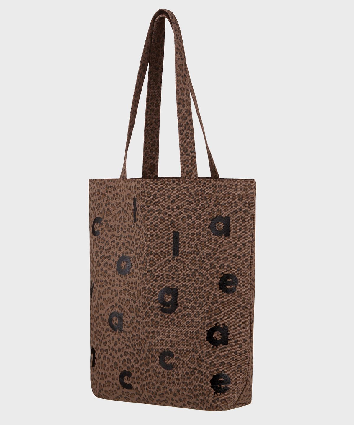 꼴라주바캉스(COLLAGEVACANCE) Logo Alphabet Leopard Cotton Bag - Brown  (에코백)