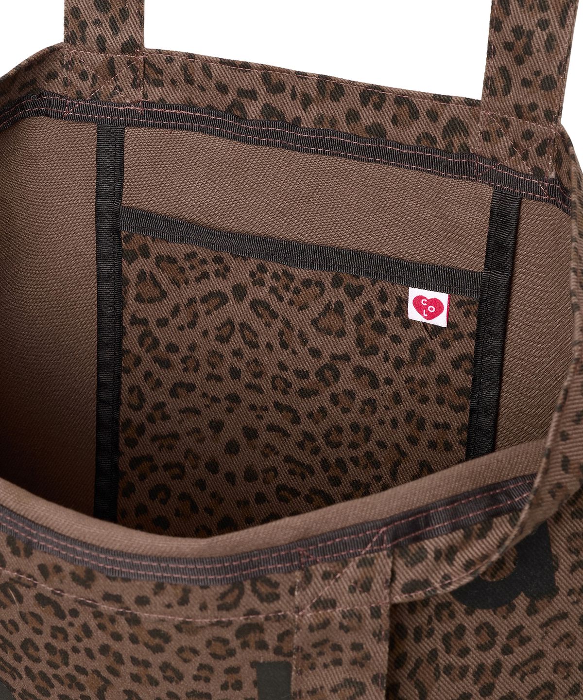 꼴라주바캉스(COLLAGEVACANCE) Logo Alphabet Leopard Cotton Bag - Brown  (에코백)