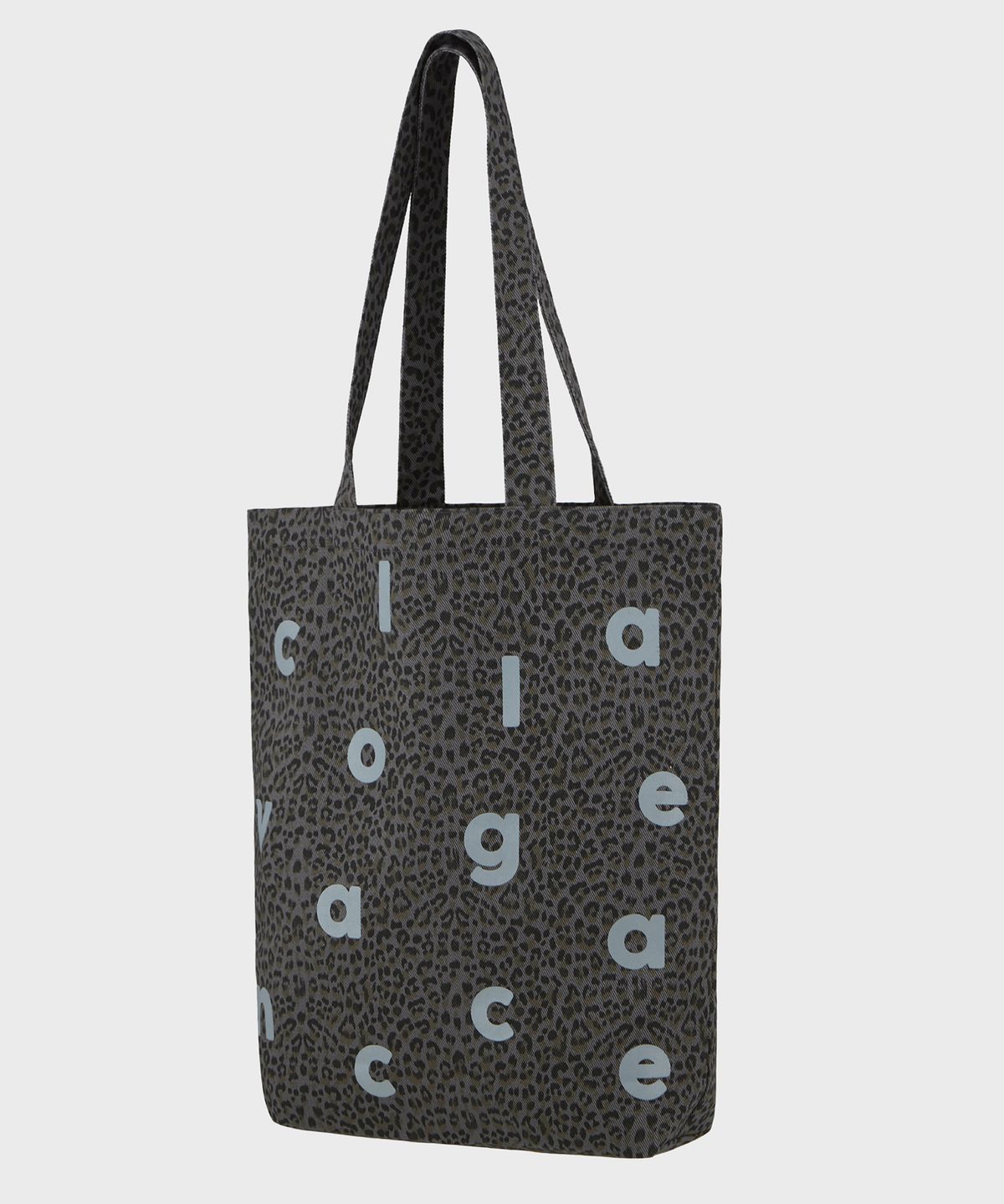 꼴라주바캉스(COLLAGEVACANCE) Logo Alphabet Leopard Cotton Bag - Gray (에코백)