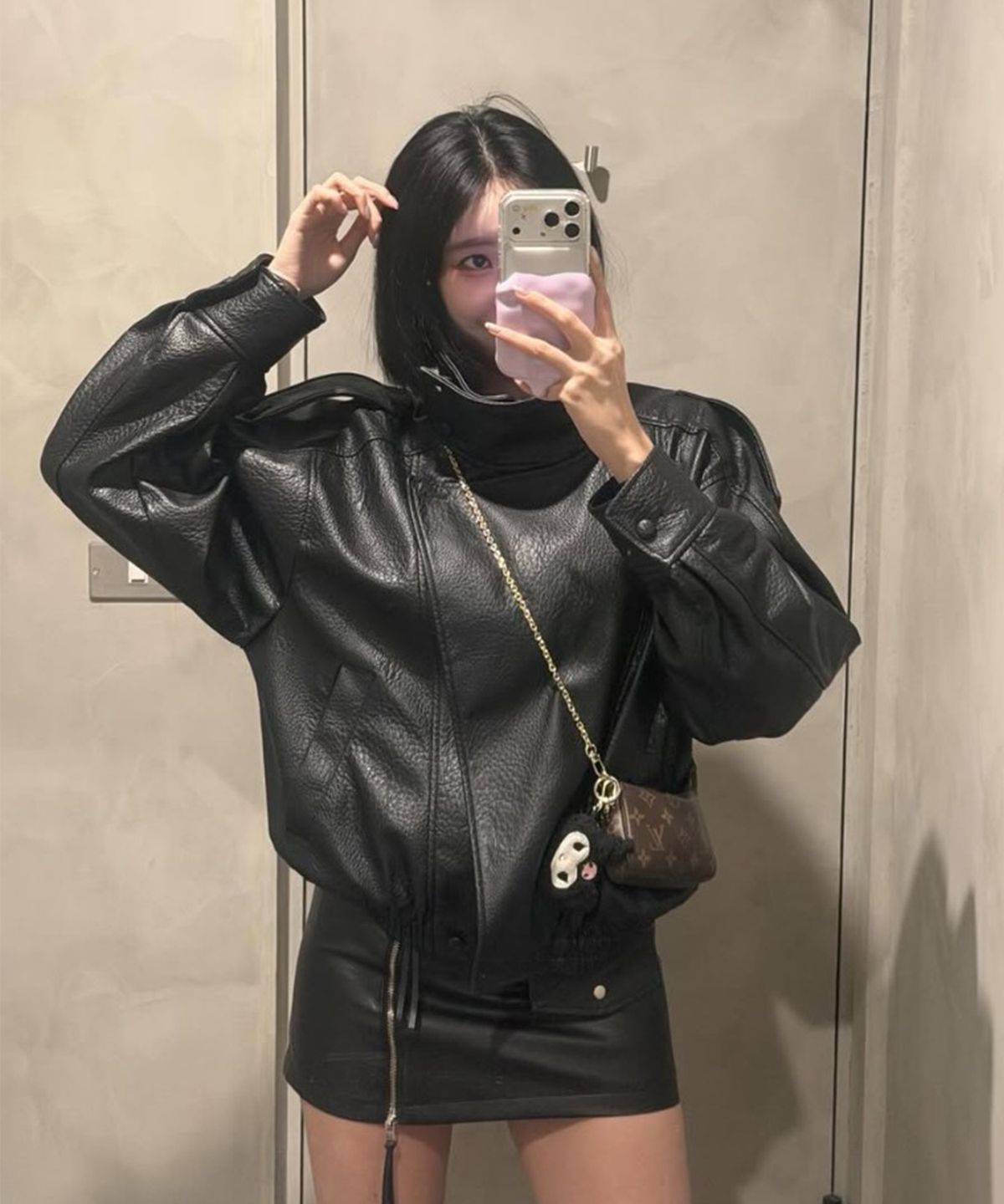 프로젝트 웨이브(PROJECT WAVE) Mood Leather Jumper [BLACK]