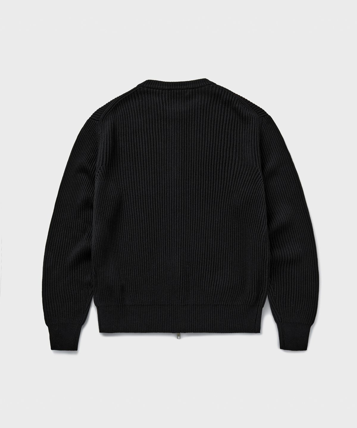 브랜디드(BRANDED) COTTON CREW NECK ZIP-UP CARDIGAN [BLACK]