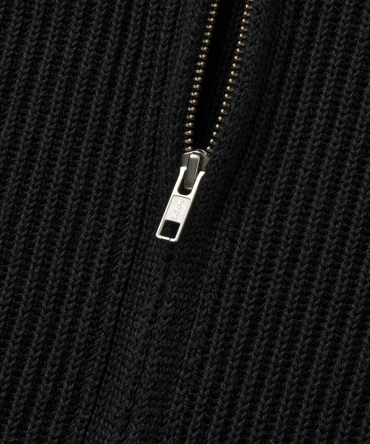 브랜디드(BRANDED) COTTON CREW NECK ZIP-UP CARDIGAN [BLACK]