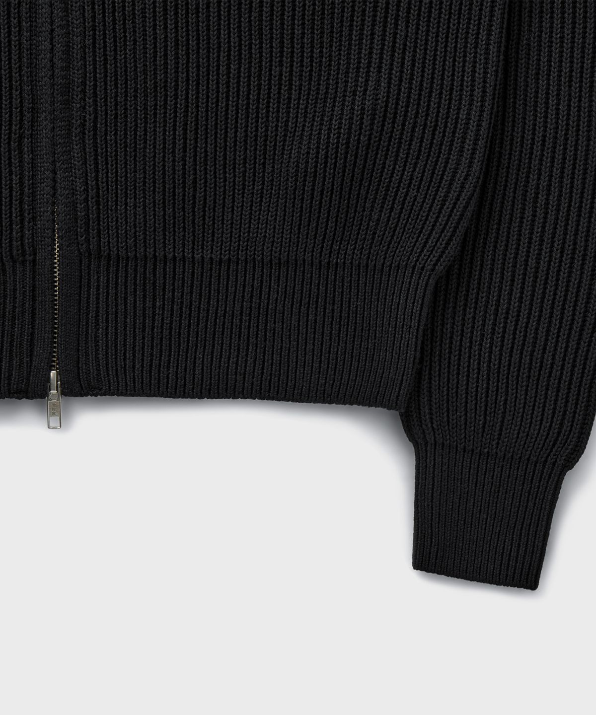 브랜디드(BRANDED) COTTON CREW NECK ZIP-UP CARDIGAN [BLACK]