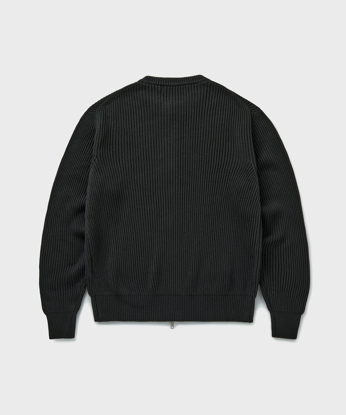 브랜디드(BRANDED) COTTON CREW NECK ZIP-UP CARDIGAN [GRAPHITE]