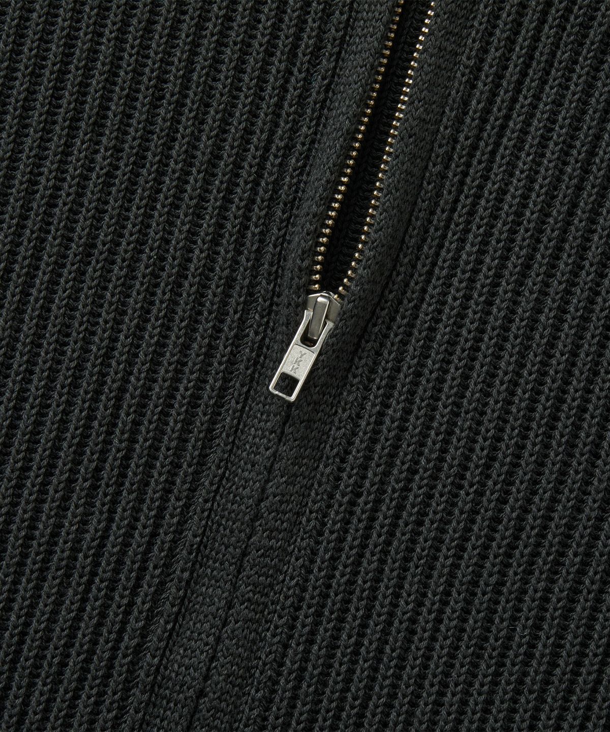 브랜디드(BRANDED) COTTON CREW NECK ZIP-UP CARDIGAN [GRAPHITE]