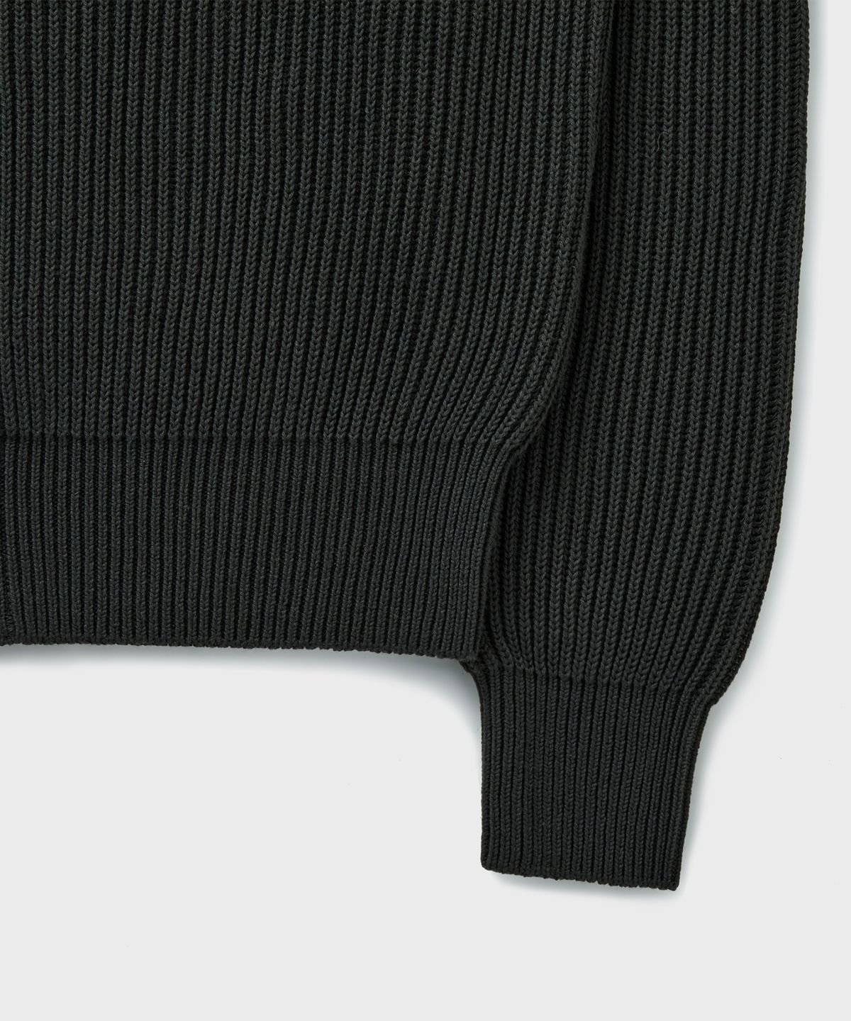 브랜디드(BRANDED) COTTON CREW NECK ZIP-UP CARDIGAN [GRAPHITE]