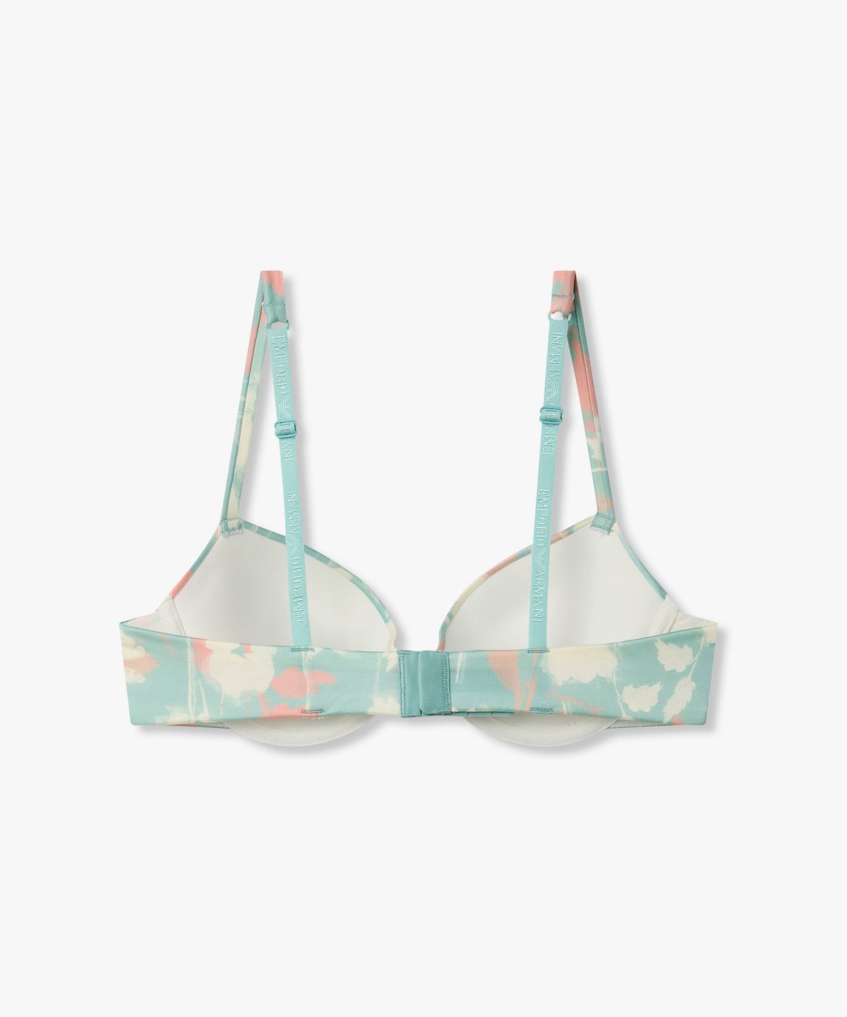 엠포리오 아르마니 언더웨어(EMPORIO ARMANI UNDERWEAR) 여성 로고 앤 플라워 프린트 푸쉬업 브라_터콰이즈 0826185512