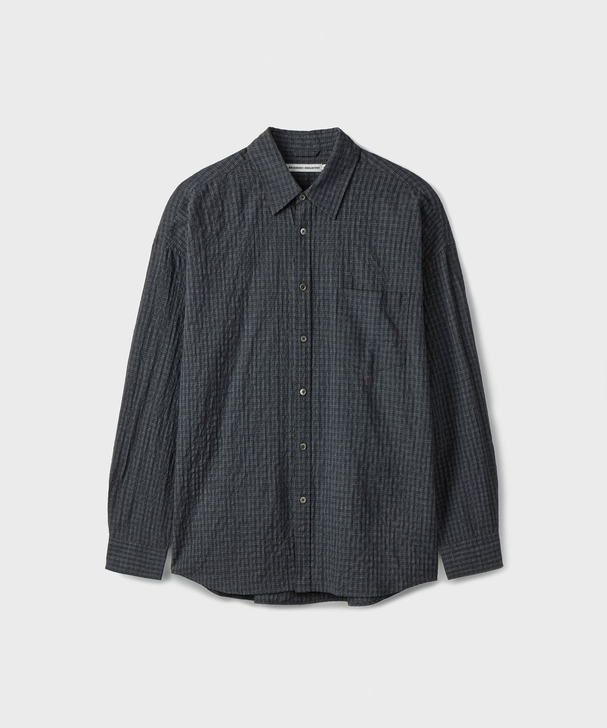 브랜디드(BRANDED) SQUARE OVERSIZED CHECK SHIRT [BLACK]
