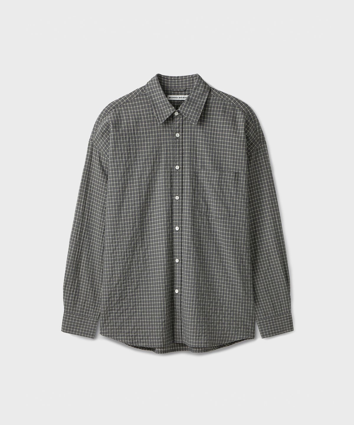 브랜디드(BRANDED) SQUARE OVERSIZED CHECK SHIRT [ASH GRAY]